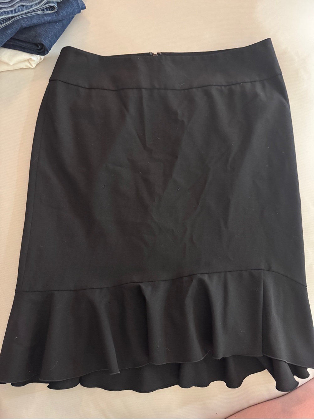 Express Black Ruffle-Hem Pencil Skirt